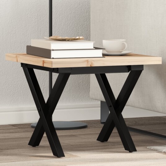 Salongbord X-ramme 50x50x35,5 cm heltre furu og støpejern 3282747