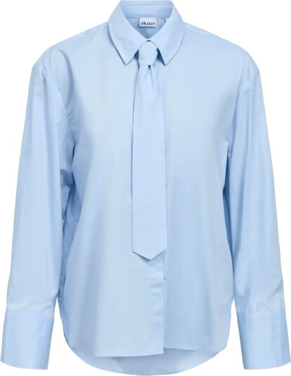 Object Objzila L/S Re Tie Shirt E Pa 26   Blue   36