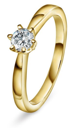 Olivia, Ring i 585 gult gull med diamant 0,25 ct, størrelse 56