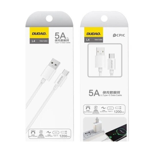 Dudao L4T USB A to USB C 2.1A 1m White 