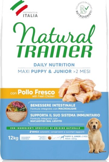 Natural Trainer Tørrfôr Puppy & Junior Maxi Med Sparepakke Kylling 2 X 12 kg