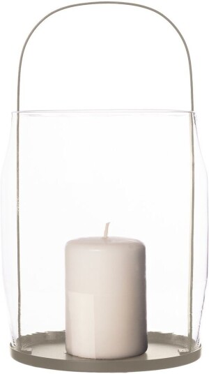 Ernst Lyslykt Beige Ø16x30 cm - Elegant Glass Lysestake Ernst Lyslykt Beige Ø16x30 cm - Elegant Glass Lysestake