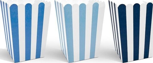 Partydeco 6 stk Blå og Hvite Stripete Beger