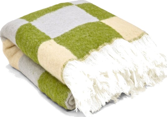 Tepper   Ullmixpledd   Audrey Check beige/grønn/lilla Størrelse: 130 x 170 cm