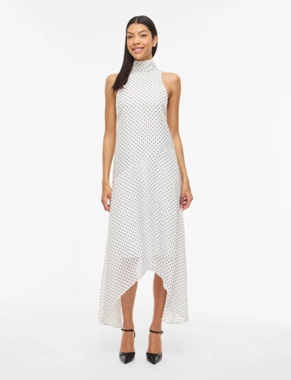 Vila Vilo S/L Highneck Midi Dress/Dc/Ka White 36 Vila Vilo S/L Highneck Midi Dress/Dc/Ka White 36