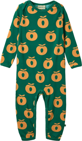 Småfolk Ulm Long Sleeved Baby Suit With Apples Green 68