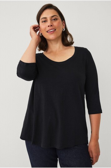 Ellos Plus collection Topp med ermer 3/4 lang Svart