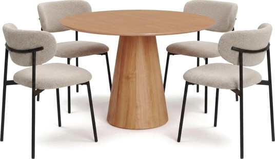 Siena spisegruppe rund 110 cm eik med 4 Lucy spisestoler - Eik