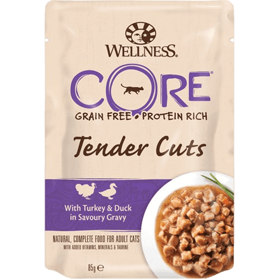 Core Petfood Voksen Katt Våtfôr Tender Cuts Kalkun og And 85 g