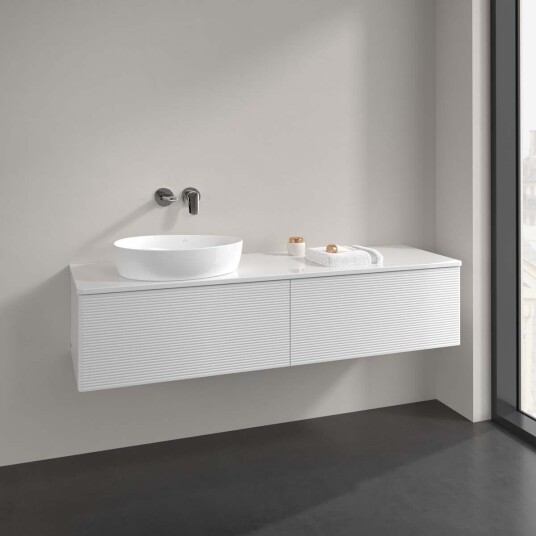 Villeroy & Boch  Antao Servantskap med 2 skuffer 160x50x36 cm u/lys Hvit Høyglans