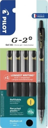 Gelpen, Pilot G2 Plus, Genopfyldelig,  0,7 Mm, Sort