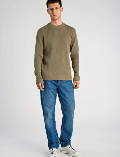 Lindbergh Rib Knitted O Neck Knit Khaki green S