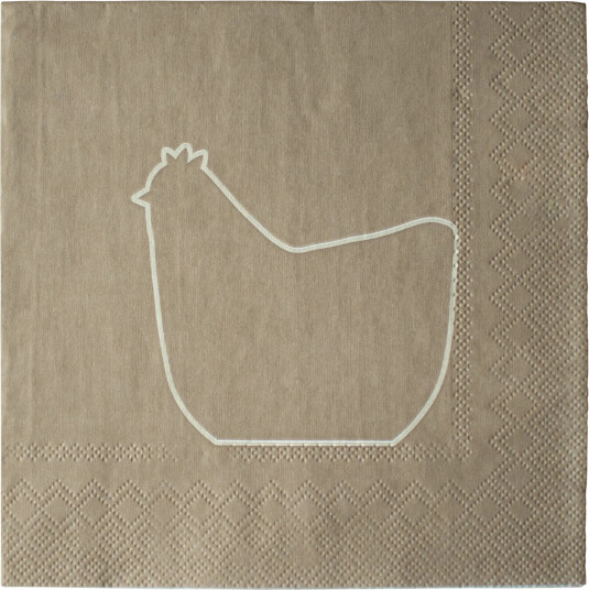 DBKD Happy Hen papirserviett 33x33 cm 20 pakning Brown DBKD Happy Hen papirserviett 33x33 cm 20 pakning Brown