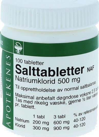 NAF Salttabletter NAF tab 500mg, 100 stk