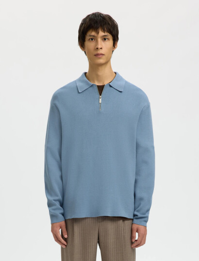 Selected Slhteller Fn Relaxed Half Zip Polo Noos Blue S Selected Slhteller Fn Relaxed Half Zip Polo Noos Blue S