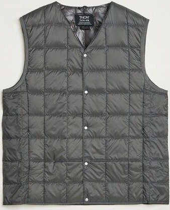 TAION V Neck Lightweight Down Vest Dark Grey