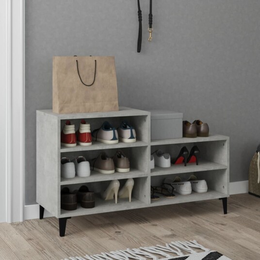 vidaXL Skoskap betonggr? 102x36x60 cm konstruert tre