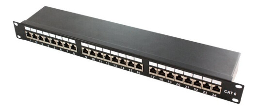 Logilink Koblingspanel Cat 6A Stp Rj-45 X 24 Svart Ral 9005 1U 19"
