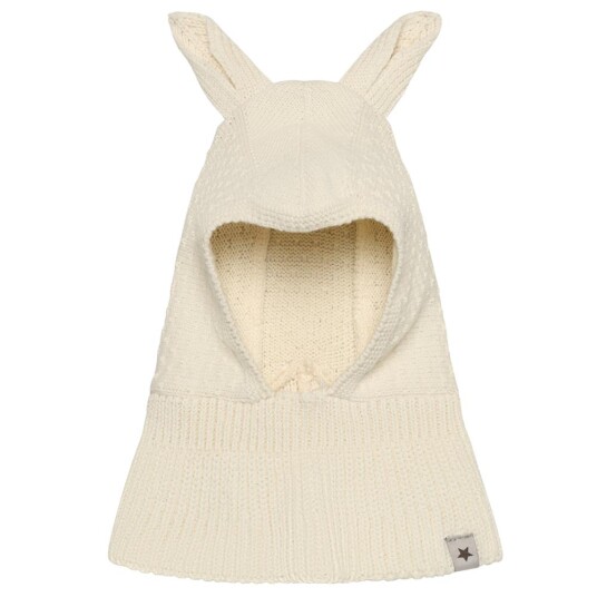 Huttelihut Balaclava ears cotton knit – antique white 1 2år