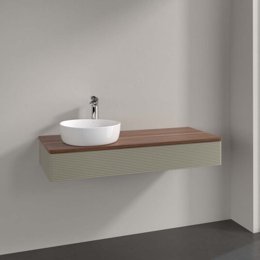 Villeroy & Boch Antao Servantskap med 1 skuff 120x50x19 cm u/lys Steingrå/Valnøtt Villeroy & Boch Antao Servantskap med 1 skuff 120x50x19 cm u/lys Steingrå/Valnøtt