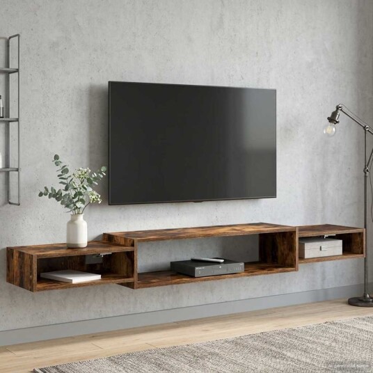 vidaXL Vegghengt TV-skap Veggmontert Røkt Eik 180 x 28 x 21 cm