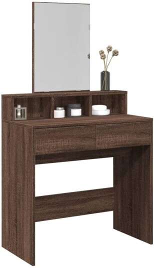 Sminkebord med speil brun eik 80x41x144,5 cm