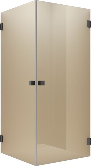 Vikingbad Emil Dusjhjørne Rett - Farget Glass Børstet grå / 90x90cm Bronse