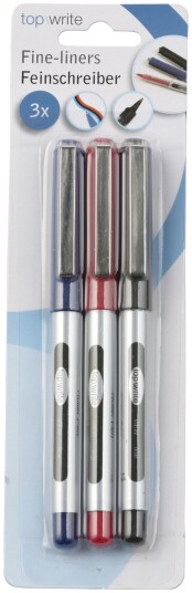 Topwrite Fineliner 3 Farger Svart/Rød/Blå