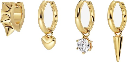 Edblad   Øredobber Peak Hoops One Heart Gold Set   Gull