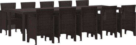 11 Delt Hage Spisegruppe Brun Poly Rottning Hage Bord Brun 150x100x73 cm Poly Rottning Hage Stoler 2 stk Brun Poly Rottning Hage Stoler 4 stk Brun Poly Rottning