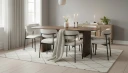 Richeto spisebord 180 cm med 6 Lucy spisestoler - Røkt eik / hvit bouclé