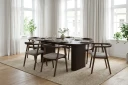 Jolie spisestol i tre med stoffsete   Røkt eik/Beige