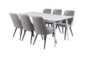 Venture Home Spisegruppe Yegua 180cm inkl. 6 Chantor Lyx Stoler   Fløyel/Hvit/Svart/Grå