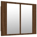 vidaXL Speilskap med LED brun eik 60x12x45 cm konstruert tre