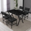 Stedum spisegruppe bord 110 cm + 4 stoler - Antrasitt og Svart