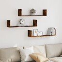  Vegghyller 3 stk røkt eik 80x18x18 cm konstruert tre 8721158361592