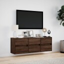  Vegghengt TV-benk med LED brun eik 130x31x45 cm 852305