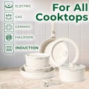 11 delers granitt kokekarsett – avtakbare håndtak non stick