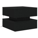  Salongbord med LED lys svart eik 50x50x40 cm