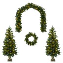 vidaXL Mini juletresett 120 cm 275 LED-lys Varmhvit PVC og PE Grønn
