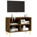 vidaXL TV-benk med ben i heltre røkt eik 69,5x30x50 cm