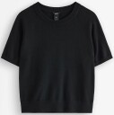 Lindex Fine Knit Top In Merino Wool   BLACK   XS