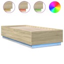  Sengeramme med LED-lys sonoma eik 100x200 cm konstruert tre 8721012273627