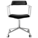 Vipp 452 Svingstol med Hjul Polert Aluminium / Sort Skinn