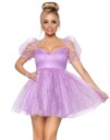 Frosted Organza Babydoll Rapunsel Inspirert Lavendelfarget Kostymekjole til Dame Medium