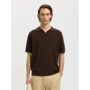 Selected Slhmattis Ss Linen Blend Struc Polo Noos Brown M