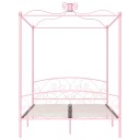 vidaXL Himmelsengeramme rosa metall 160x200 cm