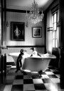 Elegant Penguin Bath Plakat / 40x50