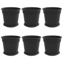 vidaXL Plantepotter 6 pcs Svart Ø 19 x 16 cm Plast