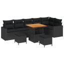 vidaXL Hagesofa Set 11 stk. 7 Antall seter Svart polyrotting